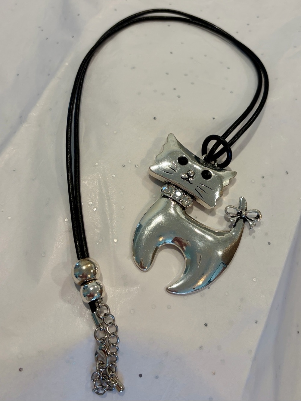 Silver Cat Pendant Necklace for Cats Lovers - Silver - Picture 3 of 4